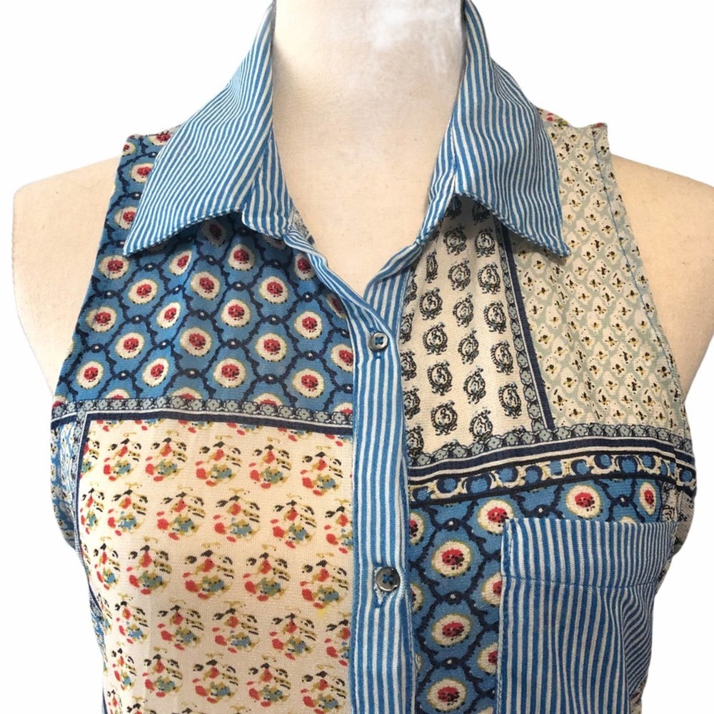 amang NY sleeveless “ patchwork “ top. M - Picture 6 of 13